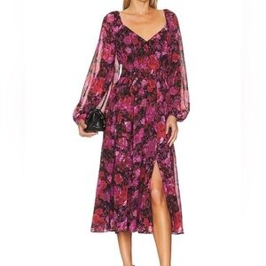 Steve Madden Vibrant Pink Floral Long Sleeve Dress
